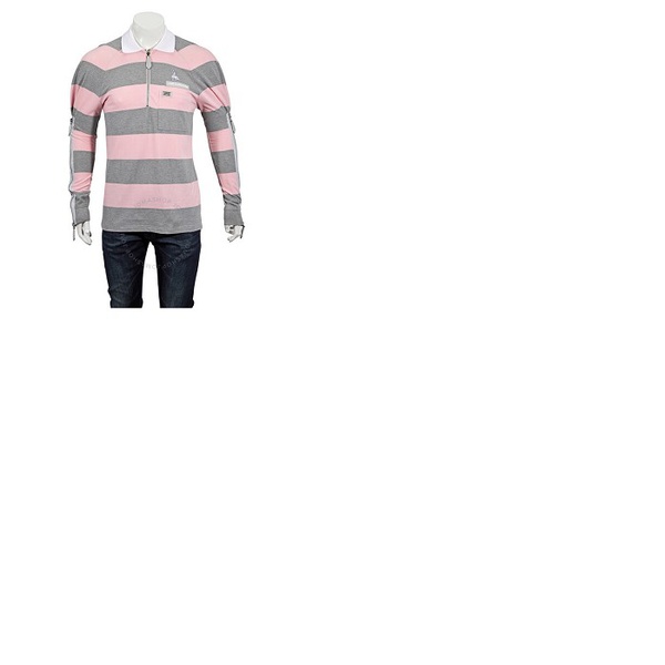 버버리 버버리 Burberry Mens Long-sleeved Zip Detail Striped Polo Shirt 4563721