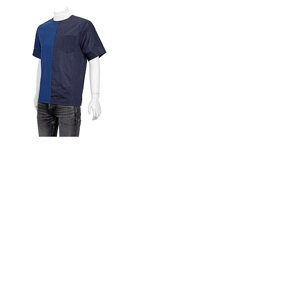  Emporio Armani Mens Navy Mix Fabric Woven T-Shirt W1CFCT-W171C-021