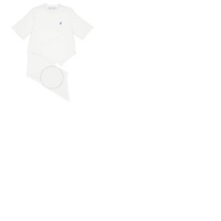 오프화이트 Off-White Asymmetric Short Sleeve T-Shirt in White Blue OWAA077S20JER0010145