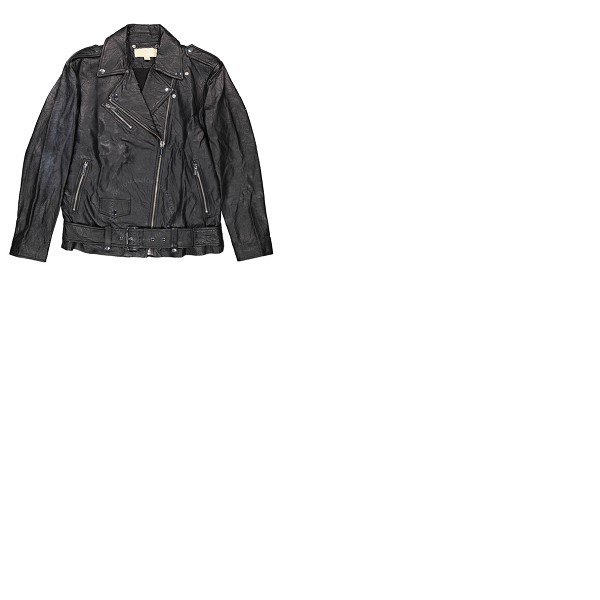 마이클 코어스 Michael Kors Ladies Crinkled Leather Moto Jacket in Black MU92J0K2A3-001