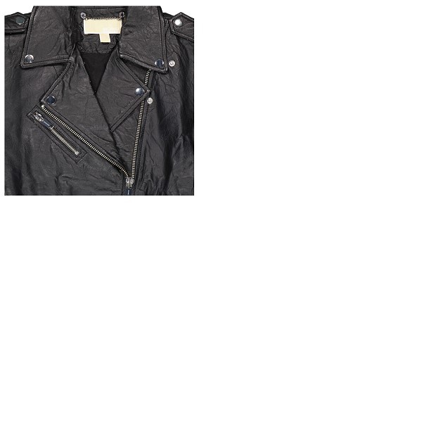 마이클 코어스 Michael Kors Ladies Crinkled Leather Moto Jacket in Black MU92J0K2A3-001