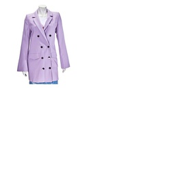 Filles A Papa Ladies Purple Wool Double Breasted Long Coat 62041100-10-PARME