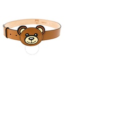 모스키노 Moschino Ladies Brown Leather Teddy Bear Buckle Belt A 8031 8001 1085