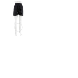 알렉산더맥퀸 Alexander Mcqueen Ladies Black Shorts With Lace Inserts 610470QEAAA-1000