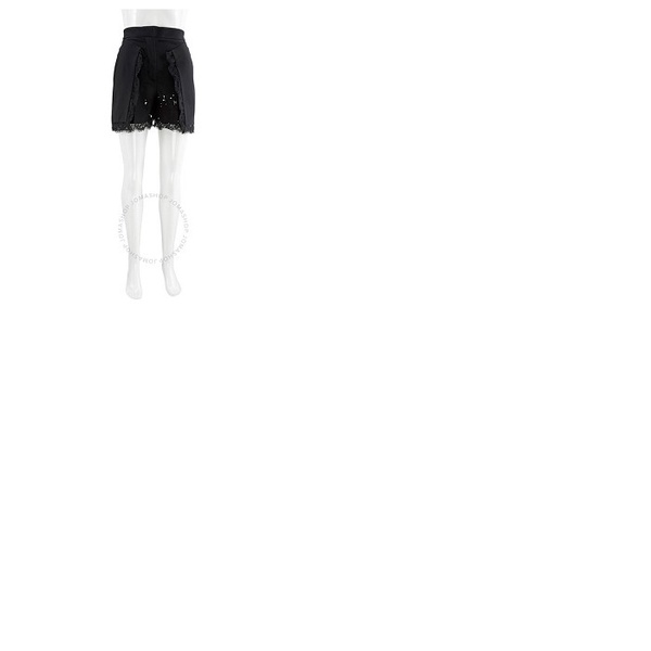 알렉산더 맥퀸 알렉산더맥퀸 Alexander Mcqueen Ladies Black Shorts With Lace Inserts 610470QEAAA-1000