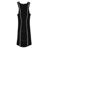 발망 Balmain Ladies Black Crystal Embellished Ribbed Body-con Minidress VF0R4040KA00-0PA