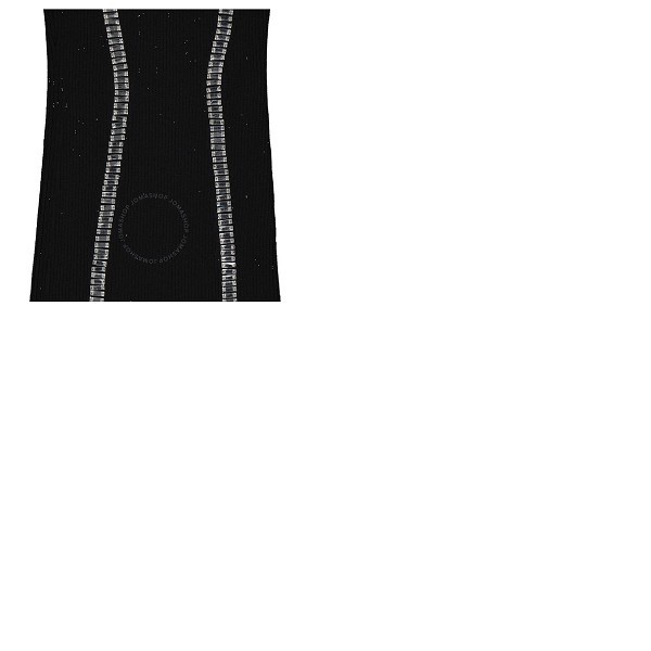 발망 발망 Balmain Ladies Black Crystal Embellished Ribbed Body-con Minidress VF0R4040KA00-0PA