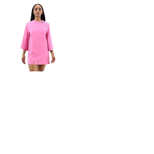 구찌 구찌 Gucci Pink Apricot Wool Silk Cady Button Detail Short Dress 596985 ZAD88 5033