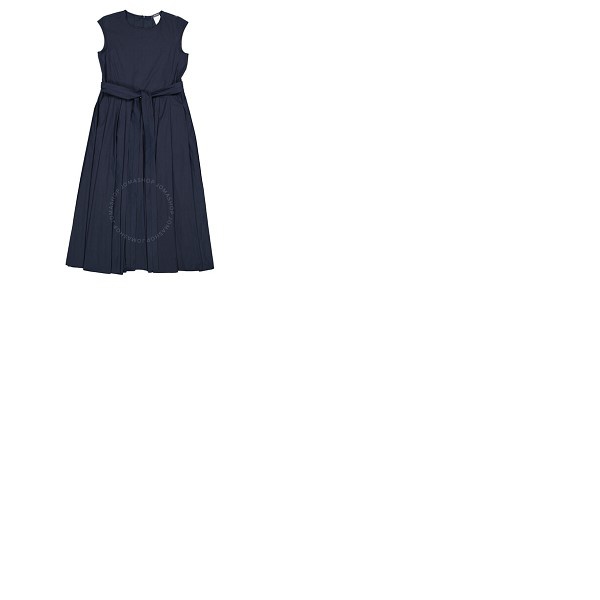  맥스마라 Max Mara Midnight Blue Filly Poplin Pleated Midi Dress 92211501000 017