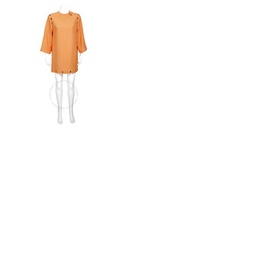 구찌 Gucci Orange Apricot Wool Silk Cady Button Detail Short Dress 596985 ZAD88 7660