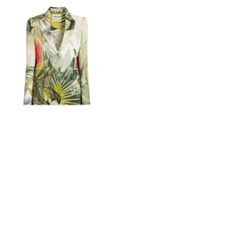 Roberto Cavalli Ladies Le Monde Vegetale Print Single Breasted Silk Blazer KWT402-2NV45-09000