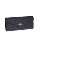 Coach Ladies Crossgrain Leather Soft Wallet - Navy 57715 LINAV