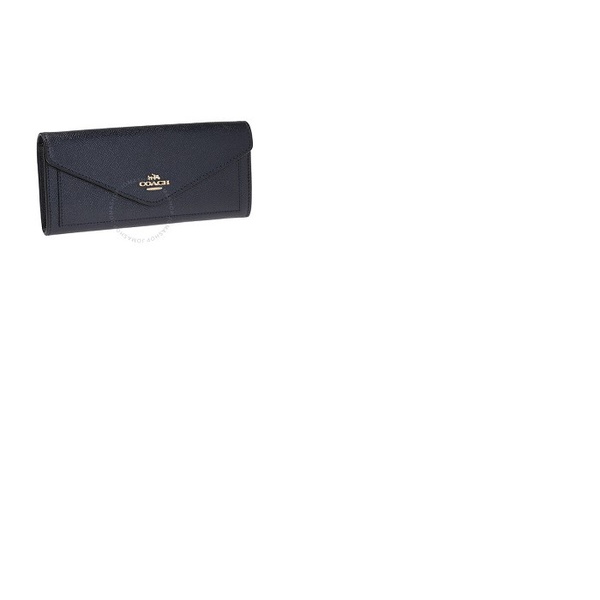 코치 Coach Ladies Crossgrain Leather Soft Wallet - Navy 57715 LINAV