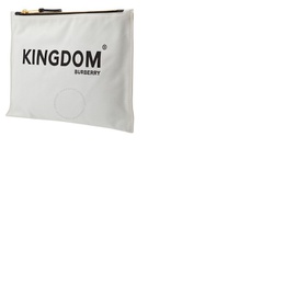 버버리 Burberry Medium Kingdom Print Cotton Pouch In Chalk White 8010820