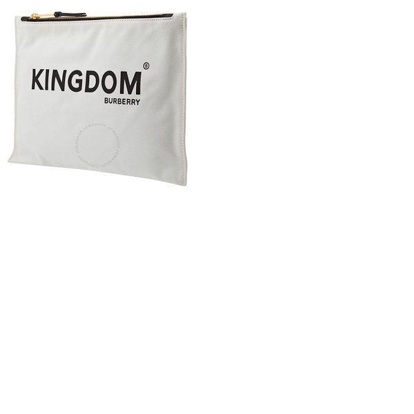 버버리 버버리 Burberry Medium Kingdom Print Cotton Pouch In Chalk White 8010820