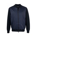 휴고 Hugo Boss Mens Dark Blue Upriam Mixed Materials Regular-Fit Baseball Jacket 50463464-404