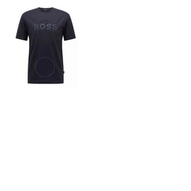 휴고 Hugo Boss Dark Blue Mixed-Print Logo Organic-Cotton T-Shirt 50462613-404