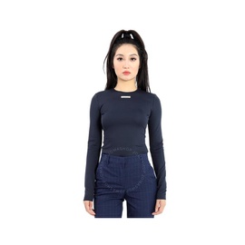 Mm6 메종 마르지엘라 Mm6 메종마르지엘라 Maison Margiela Maison Margiela Ladies Blue Navy Long-sleeve Fitted Bodysuit S51NA0096-S24259-511