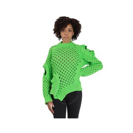 스텔라 맥카트니 Stella Mccartney Ladies Green Fluo Oversized Textured Mesh Sweater 6K0011 3S2326-3801