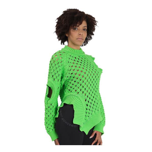 스텔라 맥카트니 스텔라 맥카트니 Stella Mccartney Ladies Green Fluo Oversized Textured Mesh Sweater 6K0011 3S2326-3801