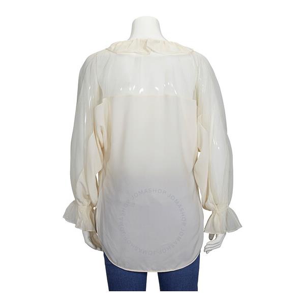 스텔라 맥카트니 스텔라 맥카트니 Stella Mccartney Ladies Knit Tops Tops White Ruffle Top Cut Shld 526470 SY206 9500