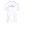 스텔라 맥카트니 Stella Mccartney Ladies Pure White High Frequency Gel Logo Cotton T-Shirt 381701 SPW35-9000