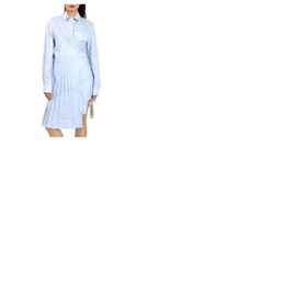 오프화이트 Off-White Wave Print Asymmetrical Pleated Dress in Light Blue/White OWDB168R20H391233101