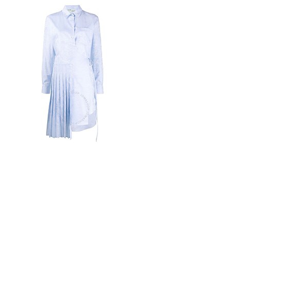  오프화이트 Off-White Wave Print Asymmetrical Pleated Dress in Light Blue/White OWDB168R20H391233101