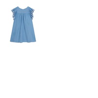 Chloe Girls Denim Light Blue Embroidered Wide Sleeve Chambray Dress C12873-Z27