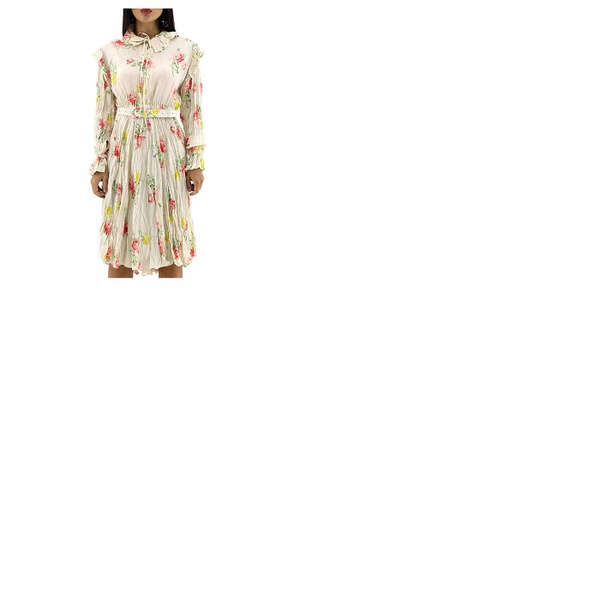발렌시아가 발렌시아가 Balenciaga Ladies Vintage Flower Off-Shoulder Dress 660121 TJL76 5630
