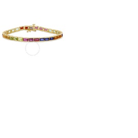 A모우 MOUR 9 1/10 CT TGW Multi-gemstone Tennis Bracelet In Yellow Plated Sterling Silver JMS007781