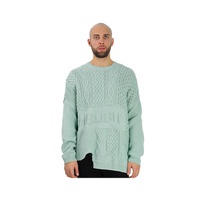 앰부쉬 Ambush Mens Green Lily Patchwork Knit Crewneck Sweater BMHE016S22KNI001-5000