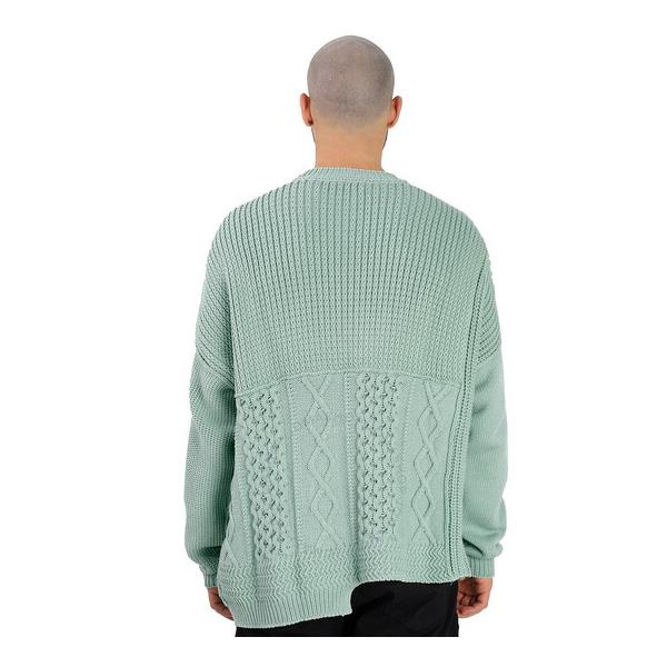  앰부쉬 Ambush Mens Green Lily Patchwork Knit Crewneck Sweater BMHE016S22KNI001-5000