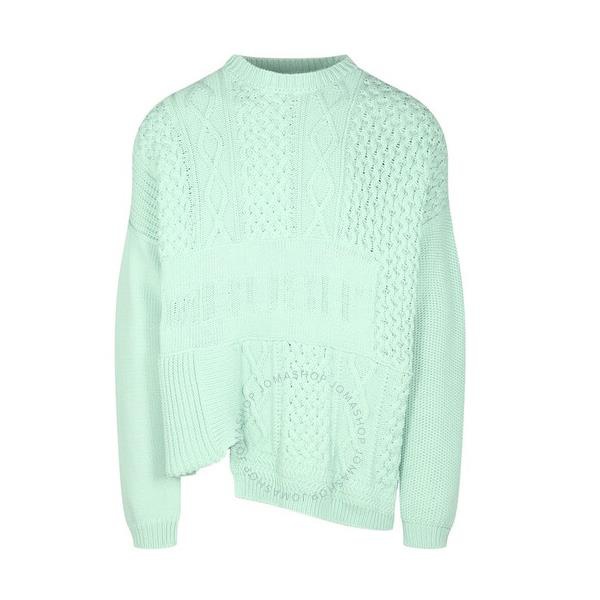  앰부쉬 Ambush Mens Green Lily Patchwork Knit Crewneck Sweater BMHE016S22KNI001-5000