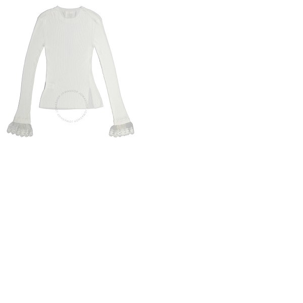 끌로에 Chloe Ladies Ribbed Knit And Organza Embellished Sweater CHC19AMP51760107