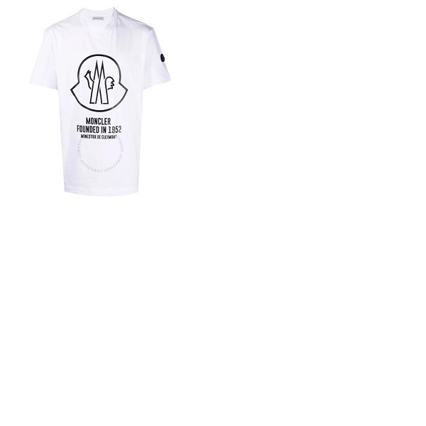 몽클레어 몽클레어 Moncler Mens White Logo-print T-shirt H10918C00029-8390T-001
