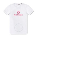 몽클레어 Moncler Ladies White Logo Print Short Sleeve Cotton T-shirt H10938C00006-809CR-001