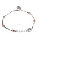 구찌 Gucci Sterling Silver Interlocking G Multicoloured Enamel Bracelet - YBA728951001