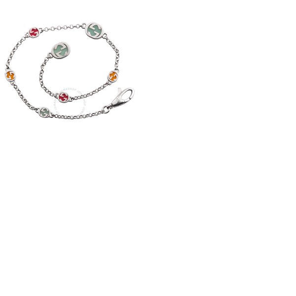 구찌 구찌 Gucci Sterling Silver Interlocking G Multicoloured Enamel Bracelet YBA728951001