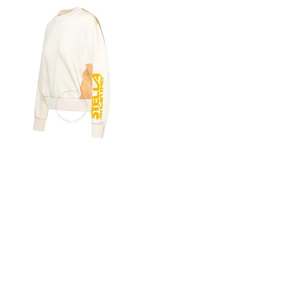 스텔라 맥카트니 스텔라 맥카트니 Stella Mccartney Ladies Logo-print Colour-block Sweatshirt in Cream 603661 SOW79-9201