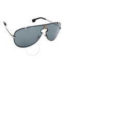 베르사체 Versace Gray Mirrored Black Shield Mens Sunglasses VE2243 10016G 43