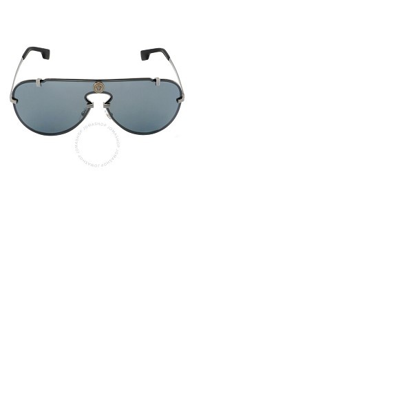베르사체 베르사체 Versace Gray Mirrored Black Shield Mens Sunglasses VE2243 10016G 43