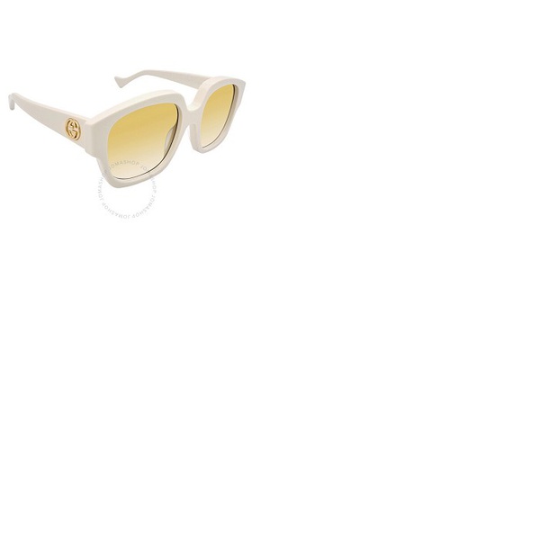 구찌 구찌 Gucci Yellow Gradient Square Ladies Sunglasses GG1372S 001 56