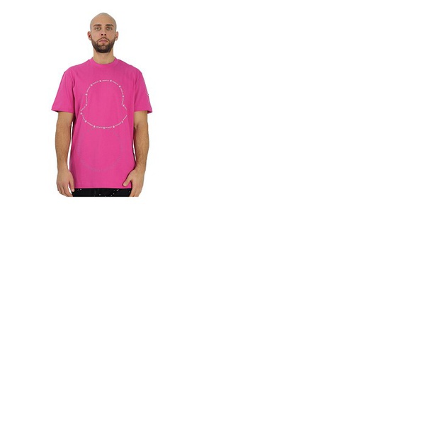 몽클레어 몽클레어 Moncler Mens Dark Pink Logo-print Cotton T-shirt H10918C00027-8390T-55M