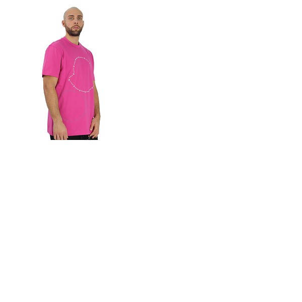 몽클레어 몽클레어 Moncler Mens Dark Pink Logo-print Cotton T-shirt H10918C00027-8390T-55M