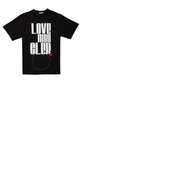 몽클레어 몽클레어 Moncler Ladies Black Love Logo Print Cotton T-Shirt H10938C00007-809CR-999