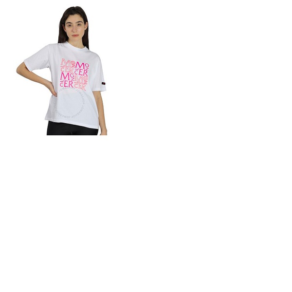 몽클레어 몽클레어 Moncler Ladies White Cotton Logo Patch Short Sleeve T-shirt H10938C00028-829H8-001