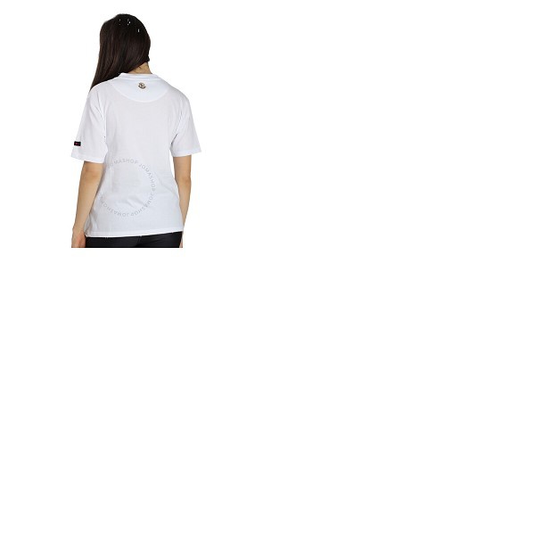 몽클레어 몽클레어 Moncler Ladies White Cotton Logo Patch Short Sleeve T-shirt H10938C00028-829H8-001