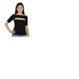 스텔라 맥카트니 Stella Mccartney Ladies Black Off-Shoulder Cut-Out Knit Top 6K0051 3S2314-1000
