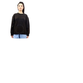 Mm6 메종 마르지엘라 Mm6 메종마르지엘라 Maison Margiela Mm6 Ladies Black Maxi Logo Print Crewneck Sweatshirt S52GU0160-S25537-900